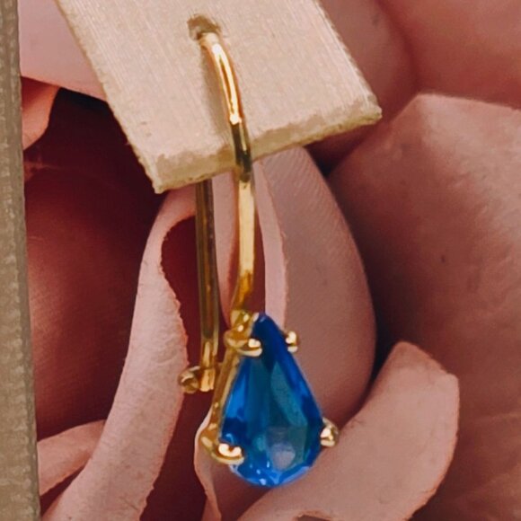 🔥$5/$25 Blue Drop Gold Wire Earrings - Picture 3 of 5